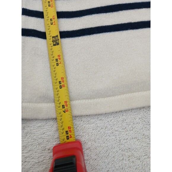 CHAPS CLASSICS Women's Top 3/4 Sleeve Navy White Striped Pullover Sweater Medium - Picture 11 of 16